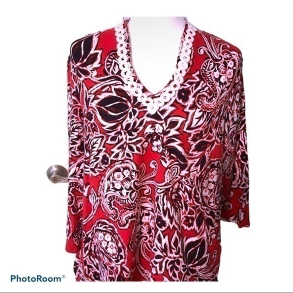 Women’s Ruby Rd top Size XL slip over red/white